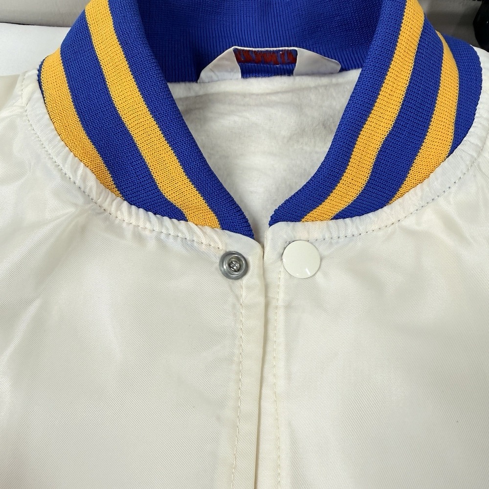 Vintage UCLA Satin Jacket MVP White Snap USA Mens‎ XL Bomber Embroidered 70s 80s - Picture 15 of 16